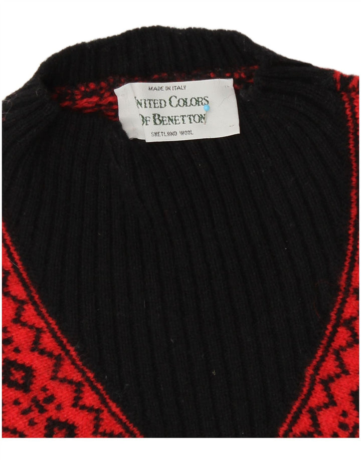 Suéter feminino Benetton com gola tartaruga Reino Unido 14 médio vermelho retrô