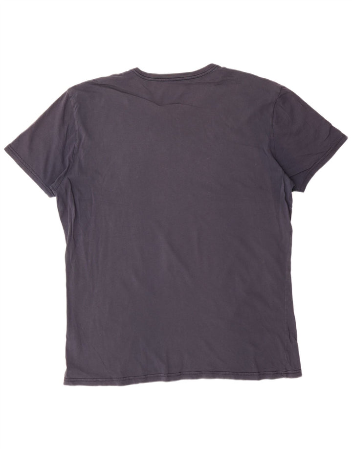 Camiseta gráfica geográfica masculina NAPAPIJRI Top 3XL algodão azul marinho