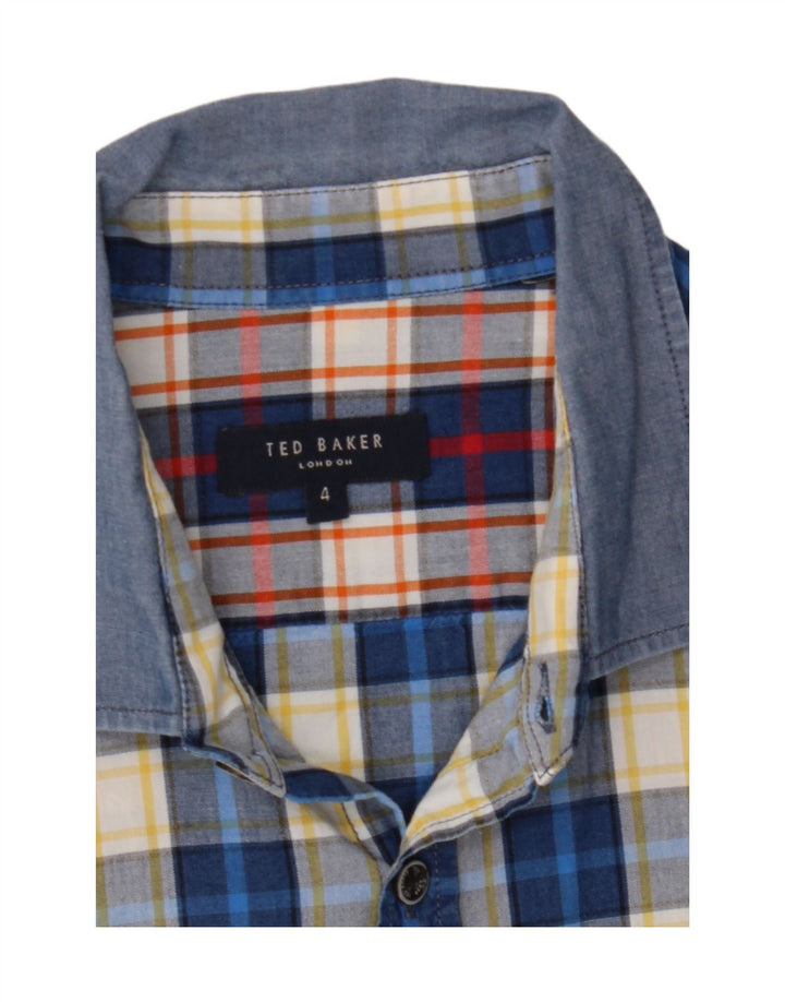 TED BAKER Mens Shirt Size 4 Large Blue Check Vintage Ted Baker and Second-Hand Ted Baker from Messina Hembry 