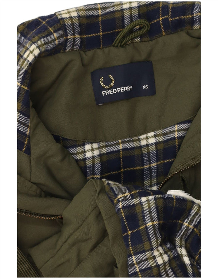 Jaqueta Parka masculina com capuz FRED PERRY Reino Unido 34 XS cáqui