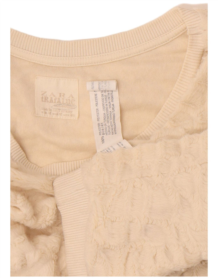 Zara Womens Fleece Jumper UK 12 Médio Off White Poliéster