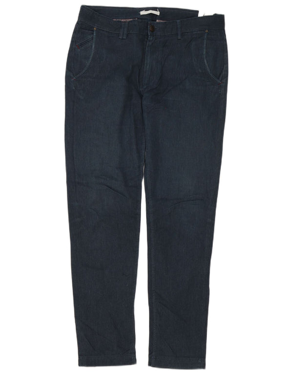Zara Mens Slim Chino Calças EU 42 Grande W32 L32 Azul Marinho Algodão