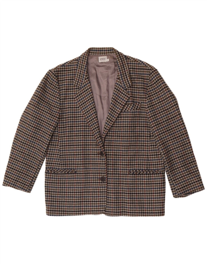 Jaqueta blazer feminina vintage com 2 botões IT 48 XL Houndstooth multicolorido