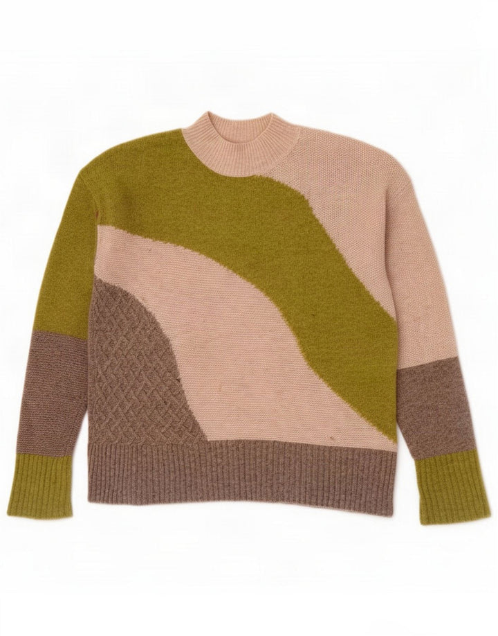 Suéter feminino com gola tartaruga com material branco Reino Unido 10 pequeno multicolorido