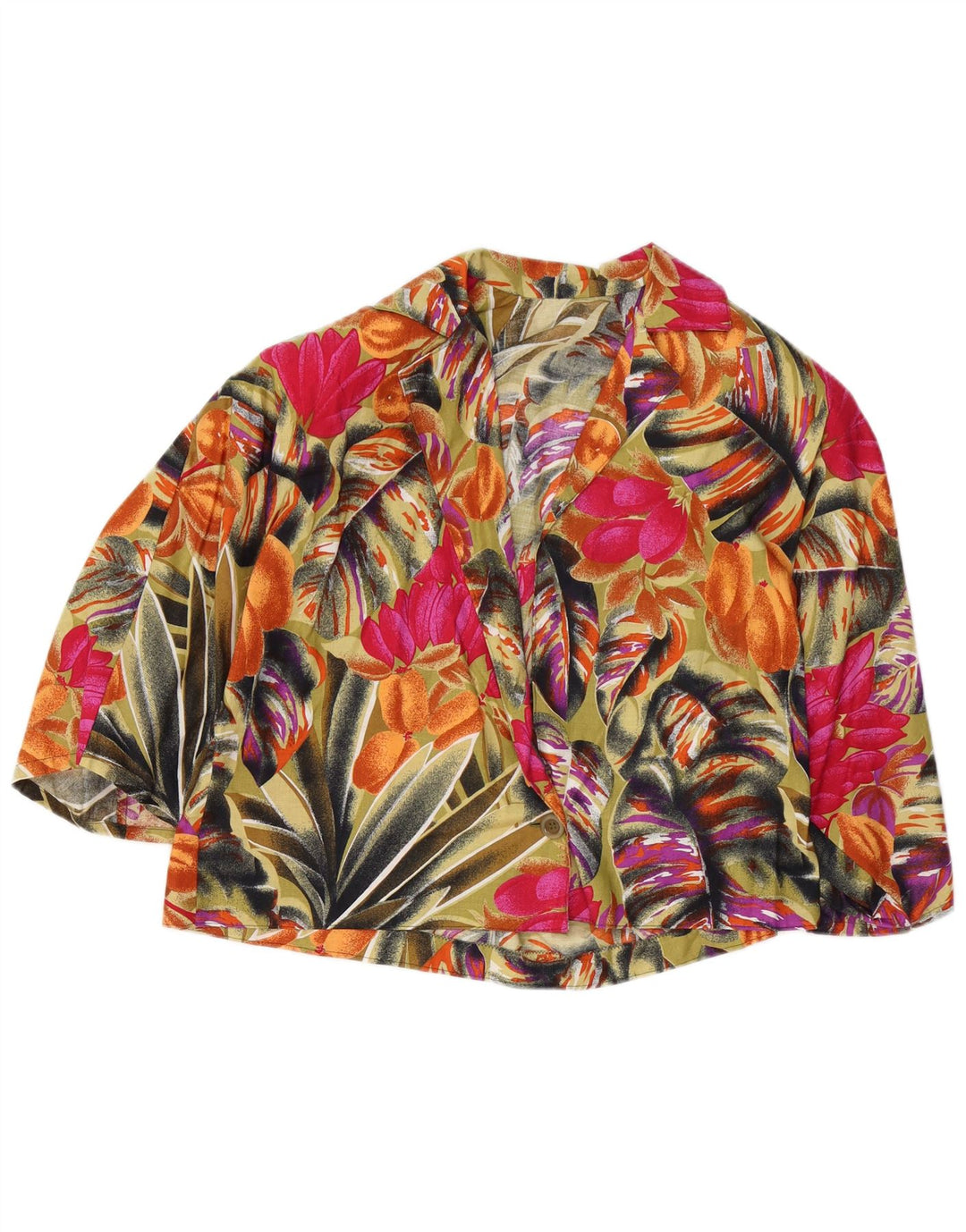 Jaqueta blazer feminina vintage com 1 botão Reino Unido 14 floral multicolorido médio