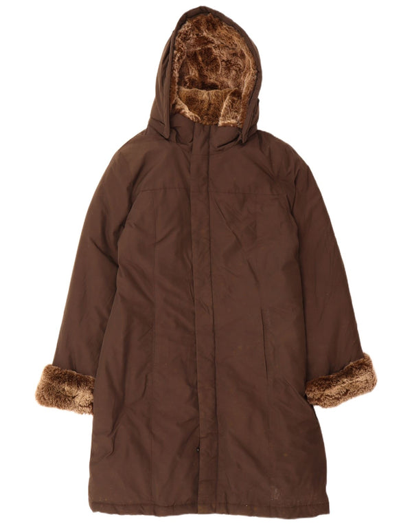 Casaco acolchoado com capuz feminino Woolrich Reino Unido 16 grande algodão marrom