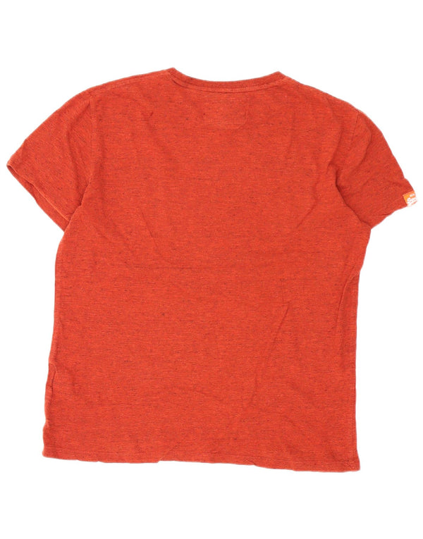 Camiseta masculina Superdry Top grande algodão manchado Borgonha