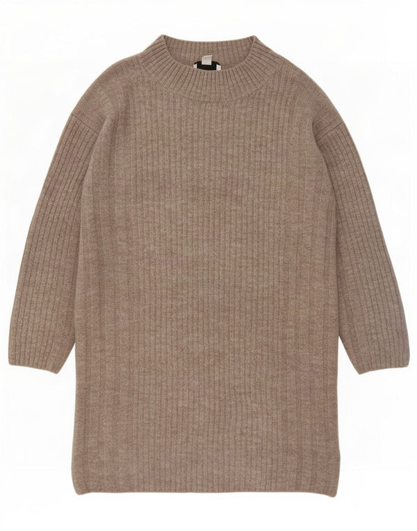 Vestido jumper feminino Topshop com ajuste solto Reino Unido 6 XS marrom acrílico