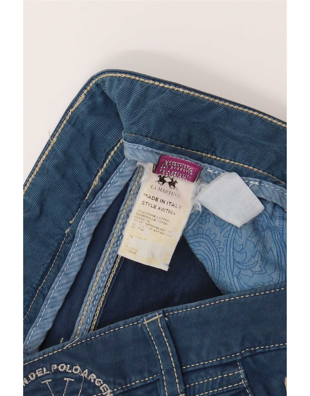 Jeans retos femininos La Martina W30 L27 algodão azul
