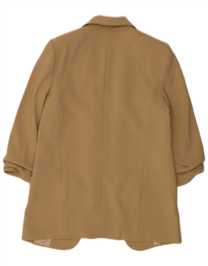 Zara Jaqueta blazer feminina oversized manga 3/4 aberta Reino Unido 10 pequena bege