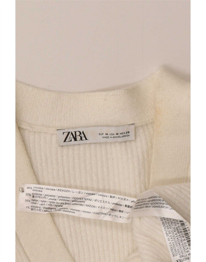 Suéter cardigã feminino Zara Reino Unido 12 viscose branca média