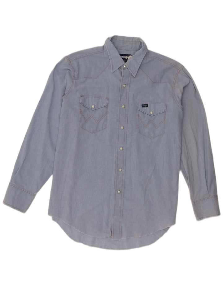 Camisa masculina Wrangler Western Regular Fit tamanho 17 XL azul poliéster