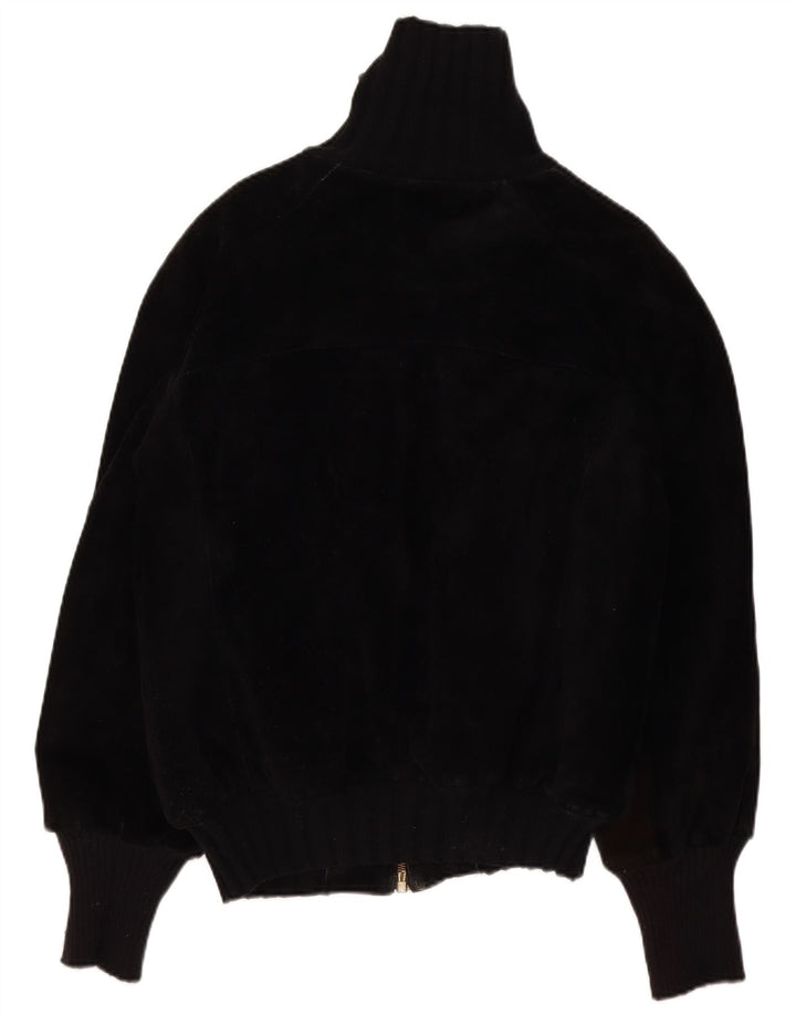Jaqueta de couro Sherpa masculina vintage IT 44 XS preta retrô