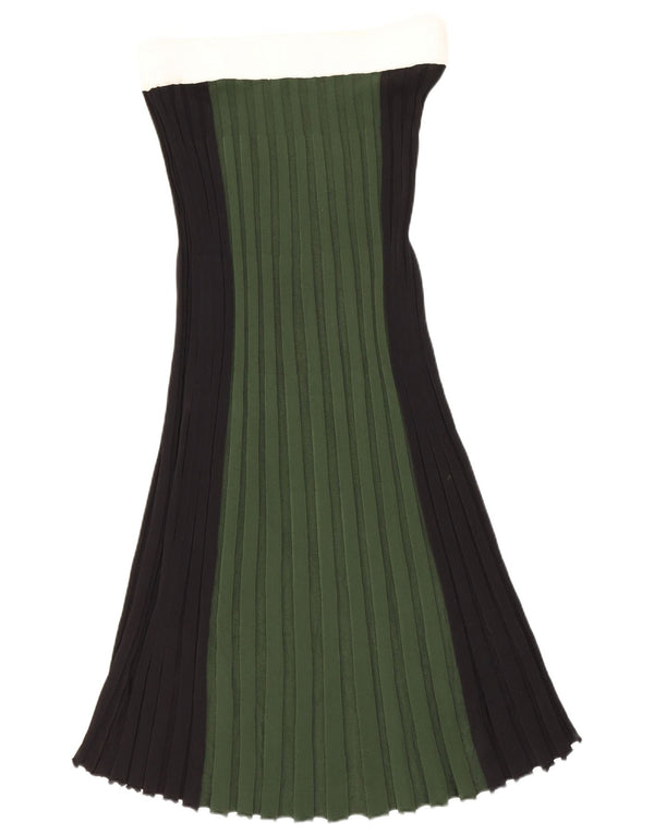 Zara saia maxi feminina de cintura alta em malha média W28 verde colorblock viscose