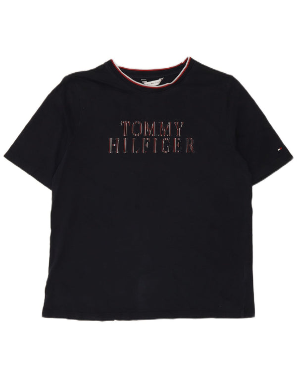 Tommy Hilfiger Camiseta masculina gráfica Top Médio Azul Marinho