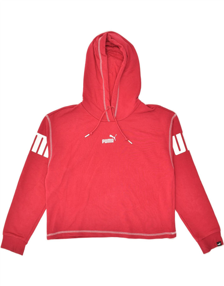 PUMA Womens Graphic Hoodie Jumper UK 8 Small Pink Cotton | Vintage Puma | Thrift | Second-Hand Puma | Used Clothing | Messina Hembry 