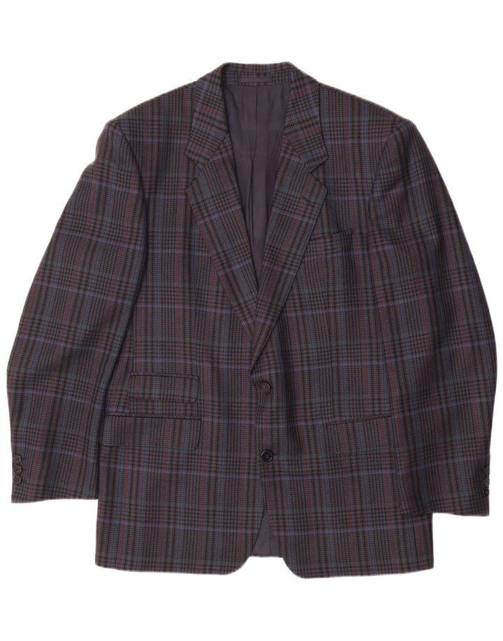 Jaqueta blazer masculina de 2 botões HUGO BOSS UE 50 grande azul marinho Houndstooth