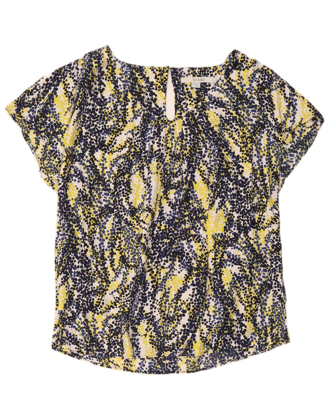 Blusa feminina Boden UK 14 grande viscose manchada multicolorida