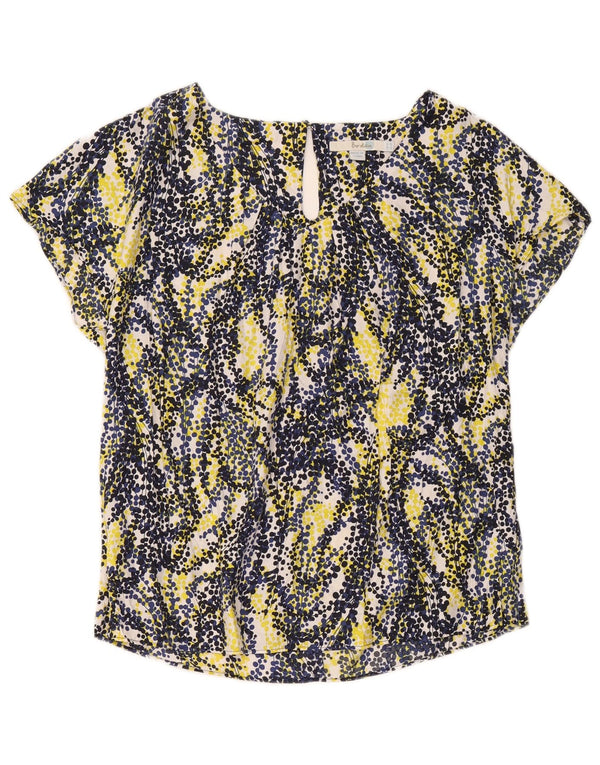 Blusa feminina Boden UK 14 grande viscose manchada multicolorida