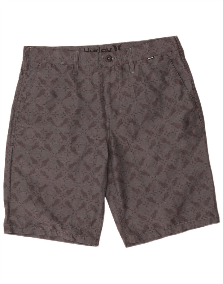 Hurley Mens Chino Shorts W33 Poliéster Geométrico Cinza Médio