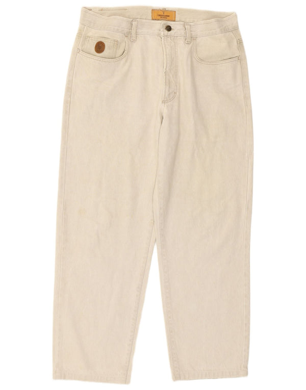 Trussardi Mens Tapered Jeans IT 52 XL W38 L29 Algodão Bege