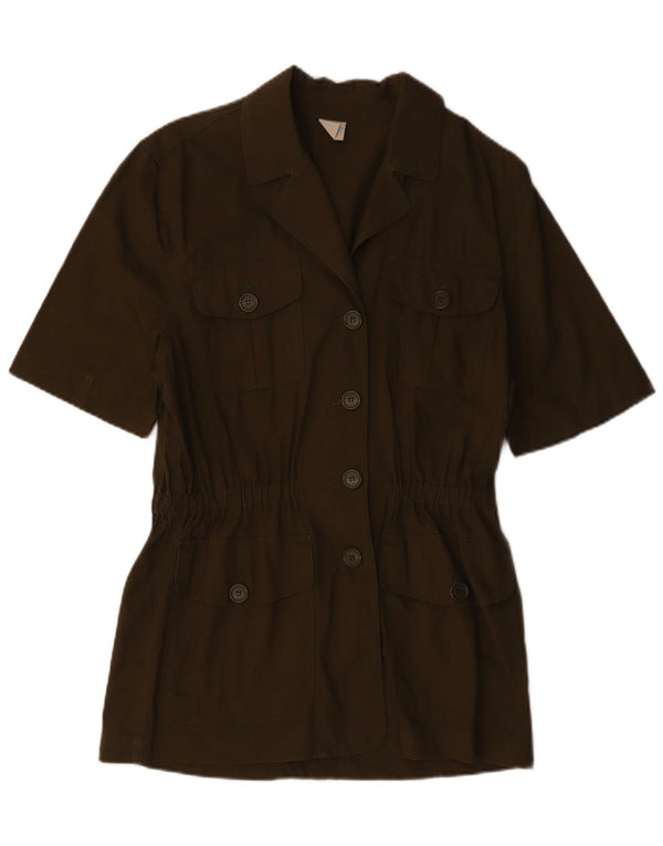 Jaqueta blazer feminina de manga curta com 4 botões BENETTON IT 42 médio cáqui