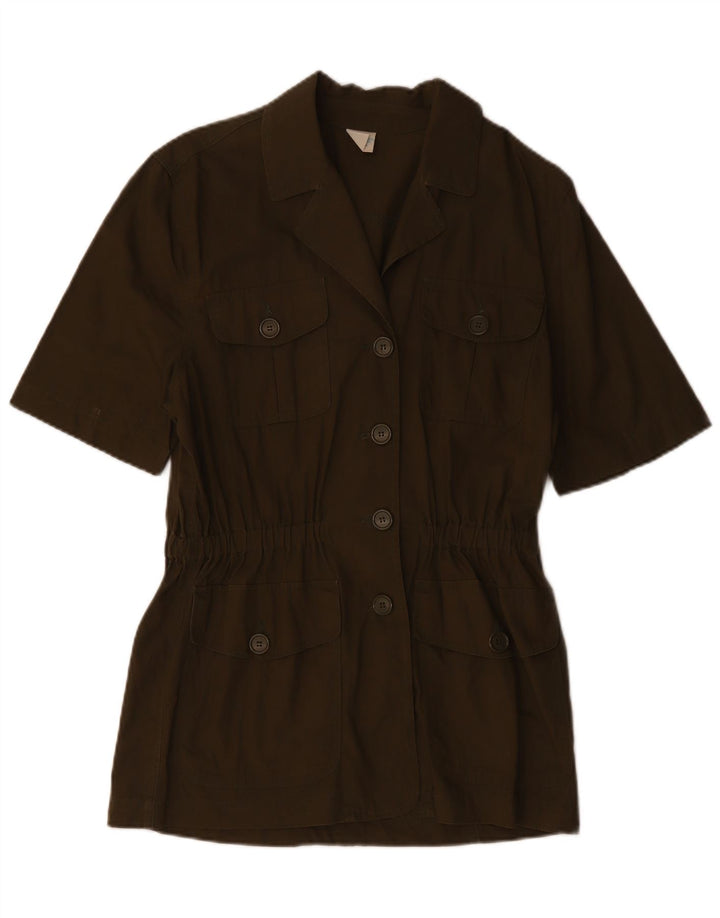 Jaqueta blazer feminina de manga curta com 4 botões BENETTON IT 42 médio cáqui