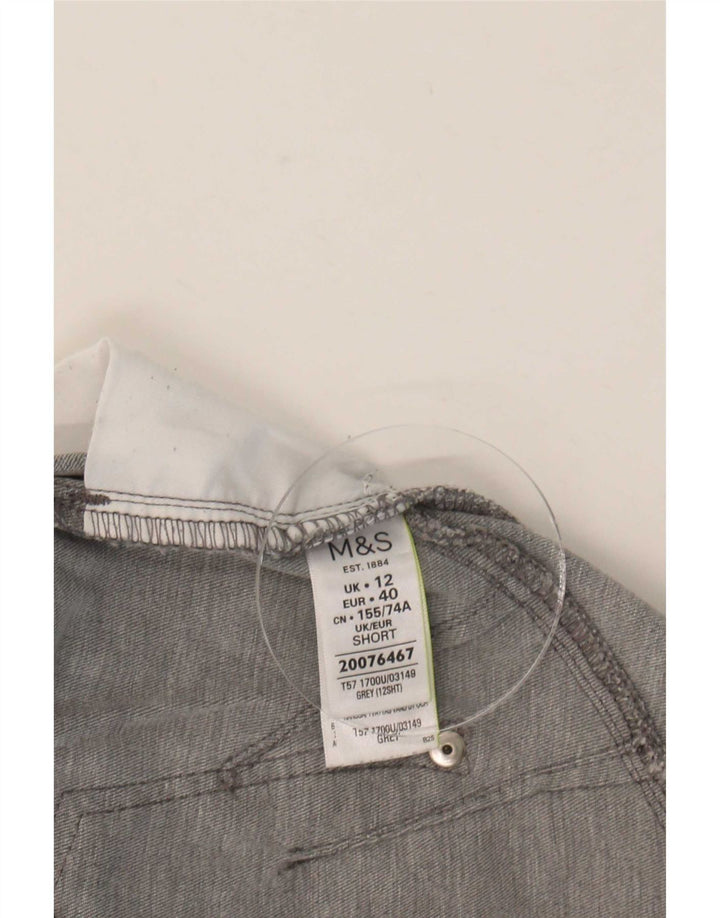 Marks & Spencer Calça Jeans Feminina Crop Slim UK 12 Médio W30 L26 Algodão Cinza
