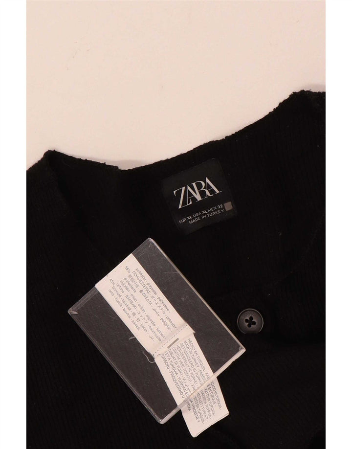Suéter Zara feminino crop cardigan Reino Unido 18 XL preto poliéster