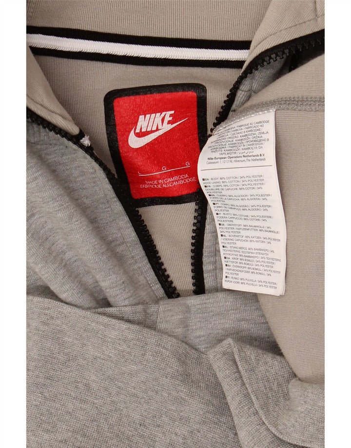 Suéter masculino Nike com capuz e zíper grande algodão cinza