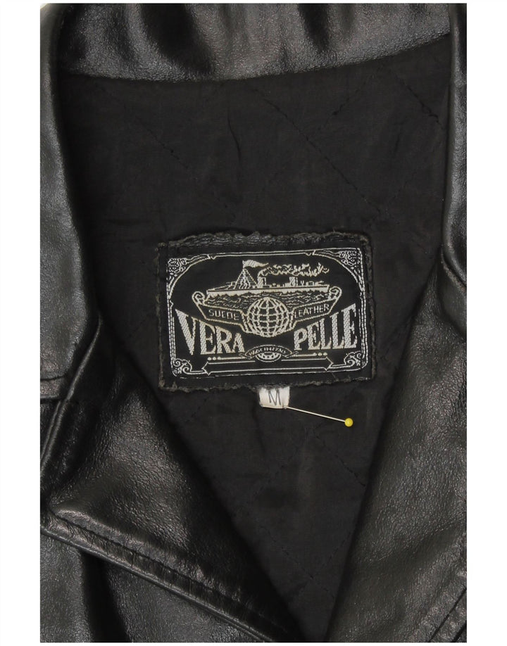 Jaqueta de couro masculina vintage UK 38 couro preto médio