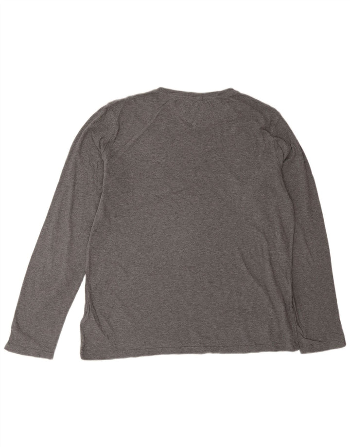 Top gráfico masculino TOMMY HILFIGER manga comprida grande algodão cinza