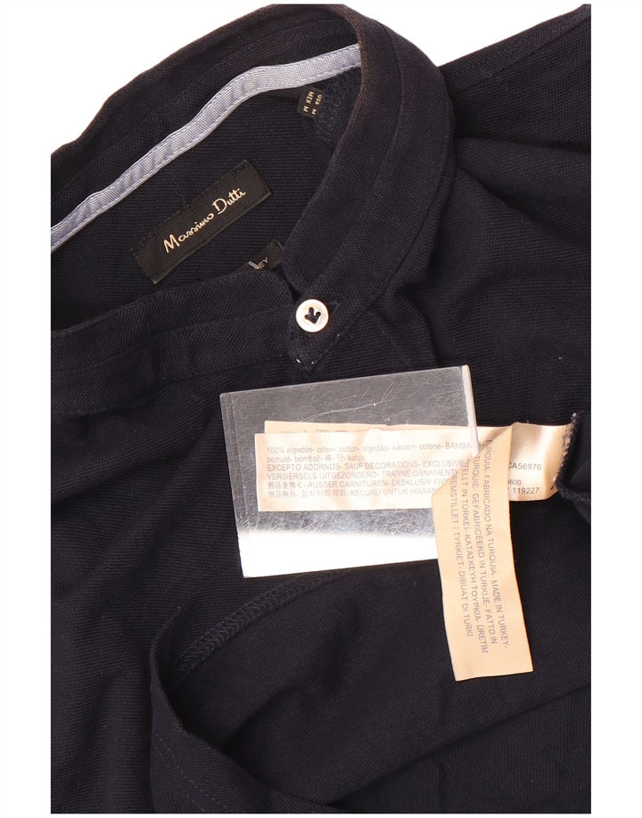 Camisa polo masculina MASSIMO DUTTI médio algodão azul marinho