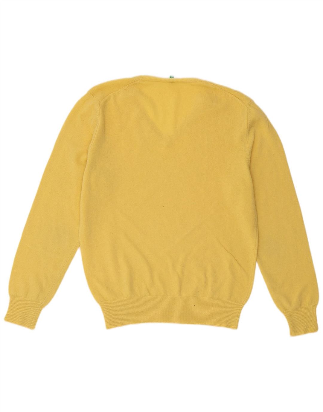 Suéter masculino Benetton com decote em V amarelo médio