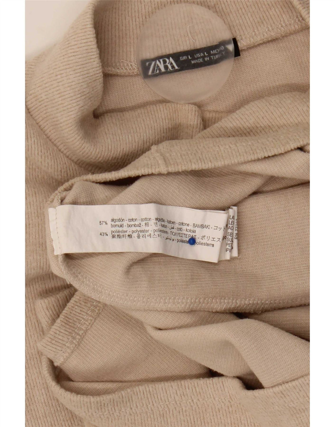 Vestido feminino Zara UK 16 grande algodão bege