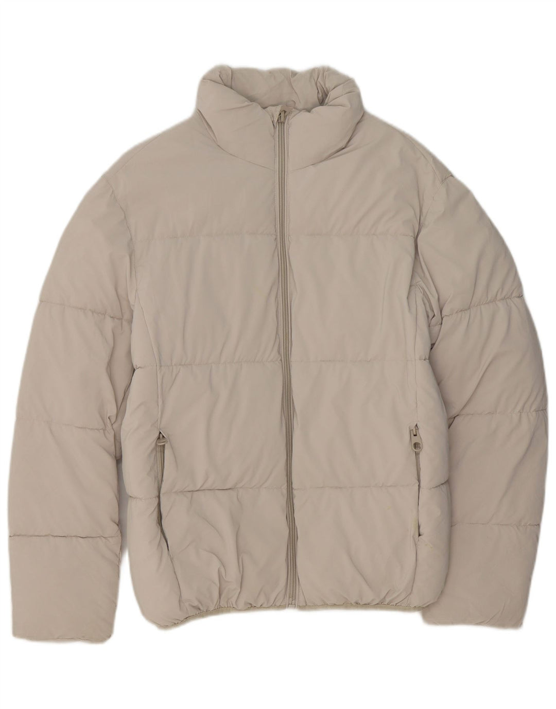 Jaqueta acolchoada masculina ZARA UK 36 poliéster bege pequeno