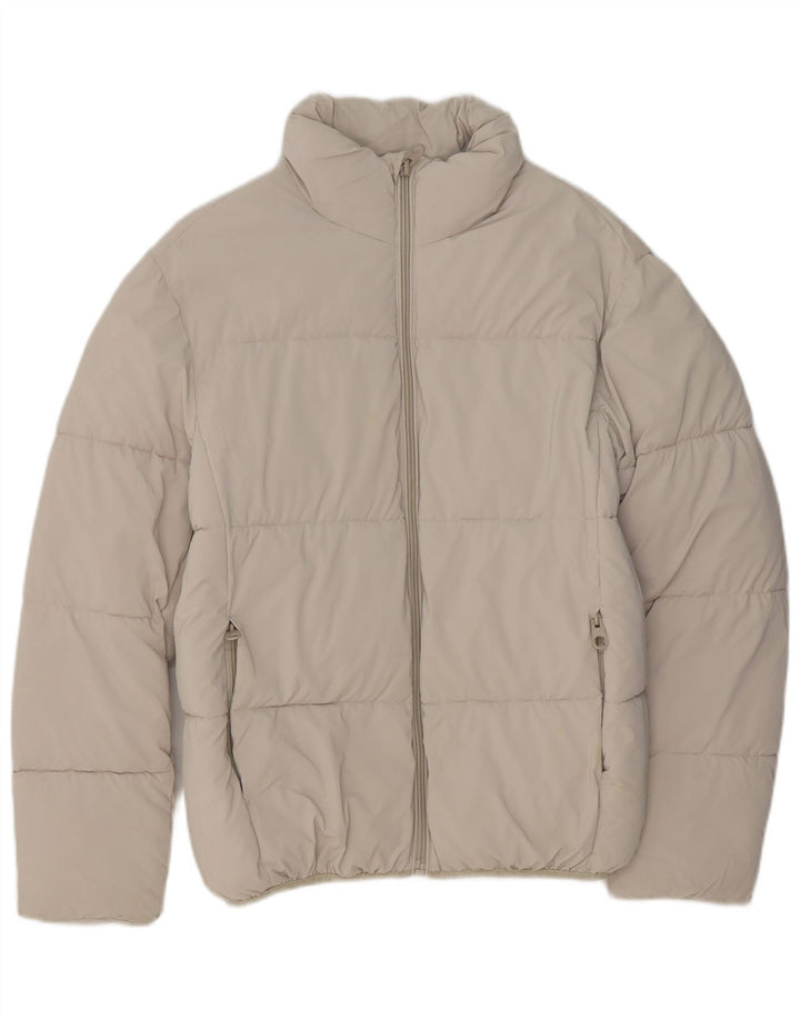 Jaqueta acolchoada masculina ZARA UK 36 poliéster bege pequeno