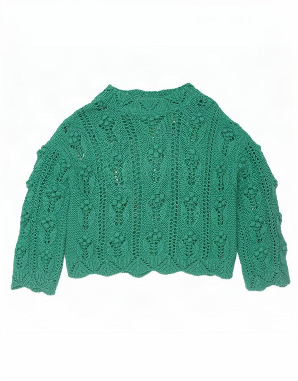 Zara Suéter feminino oversized com gola tartaruga Reino Unido 10 pequeno acrílico verde