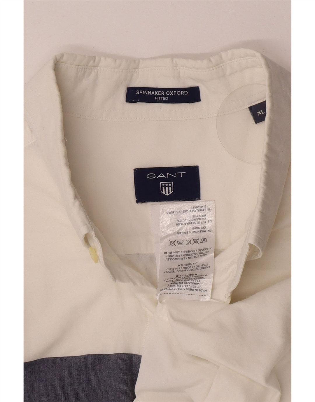 Camisa masculina Gant XL listrada branca de algodão