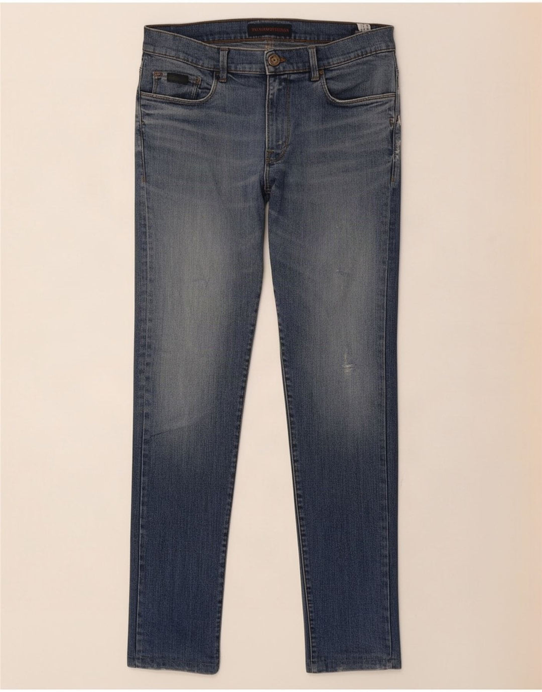 Trussardi Mens Slim Jeans W32 L30 Azul Algodão