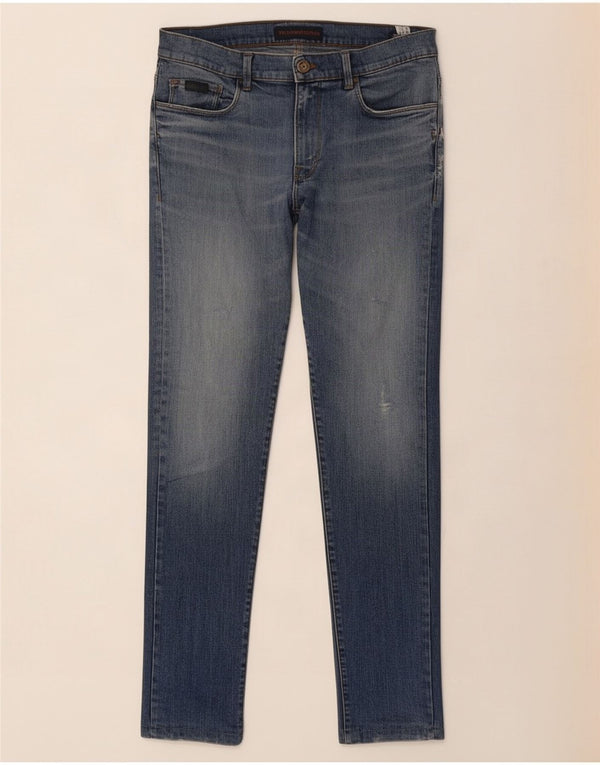 Trussardi Mens Slim Jeans W32 L30 Azul Algodão