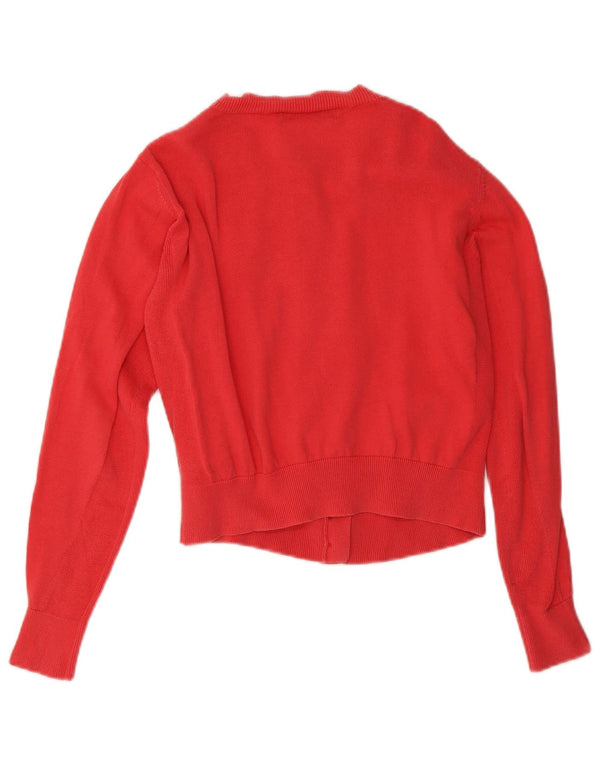 Suéter cardigã feminino Marks & Spencer UK 10 pequeno algodão rosa
