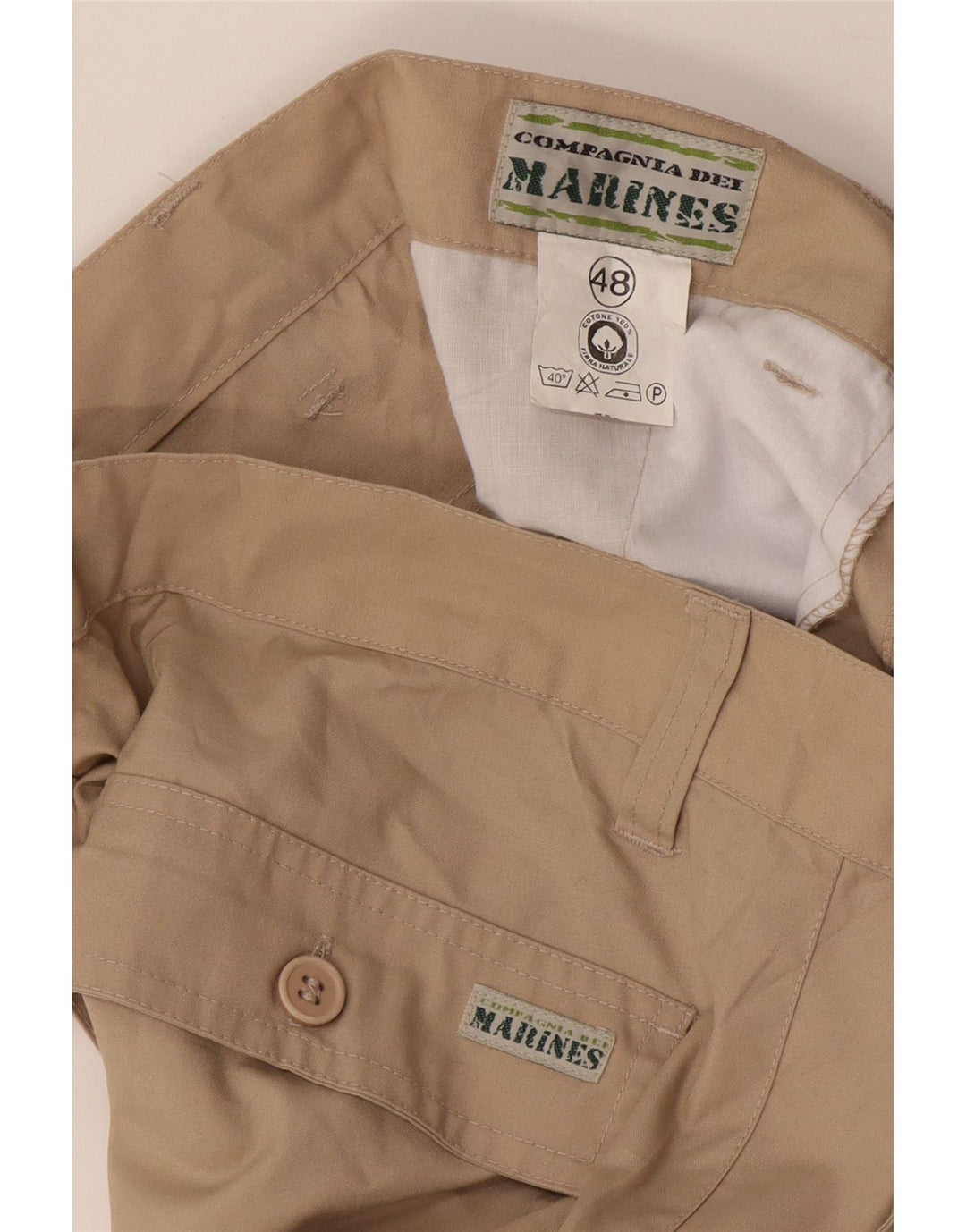 Shorts cargo masculino vintage IT 48 médio W32 bege