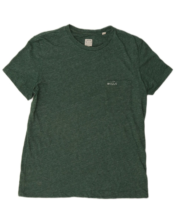 Camiseta masculina Jack Wills grande algodão manchado verde