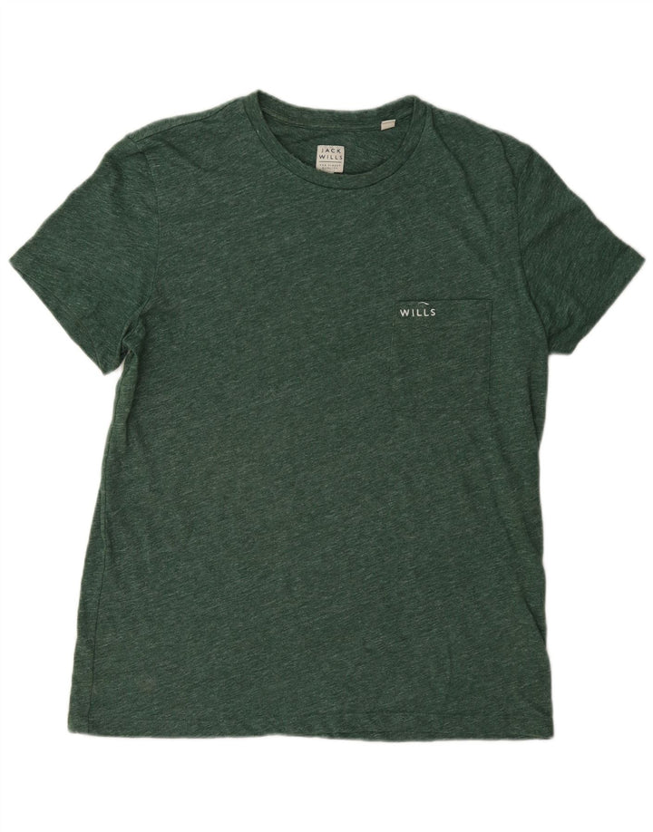 Camiseta masculina Jack Wills grande algodão manchado verde