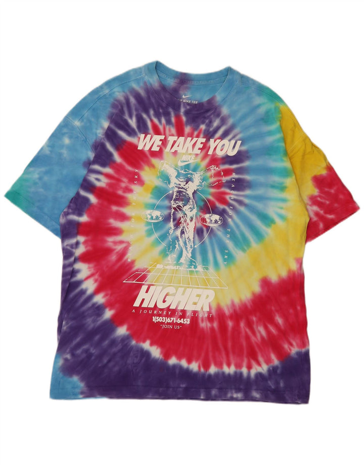 Camiseta Nike masculina gráfica Top Médio Multicolorido Tie Dye Algodão