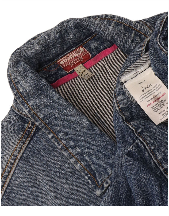 Jaqueta jeans feminina Joules UK 16 grande algodão azul