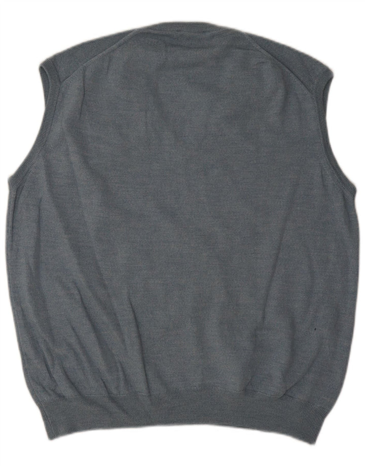 Colete masculino vintage regata grande azul nova lã