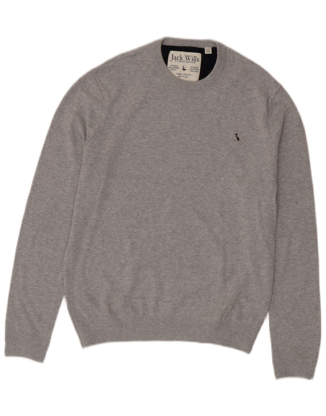 Suéter masculino Jack Wills com gola redonda e algodão cinza médio