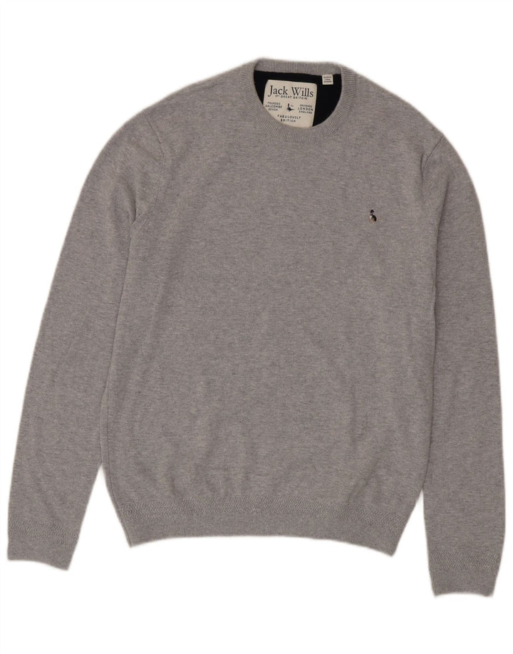 Suéter masculino Jack Wills com gola redonda e algodão cinza médio